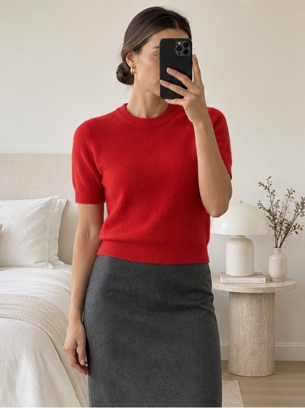French Connection Red Short Sleeve Crew Neck Knit Sweater Top Size XS NWT